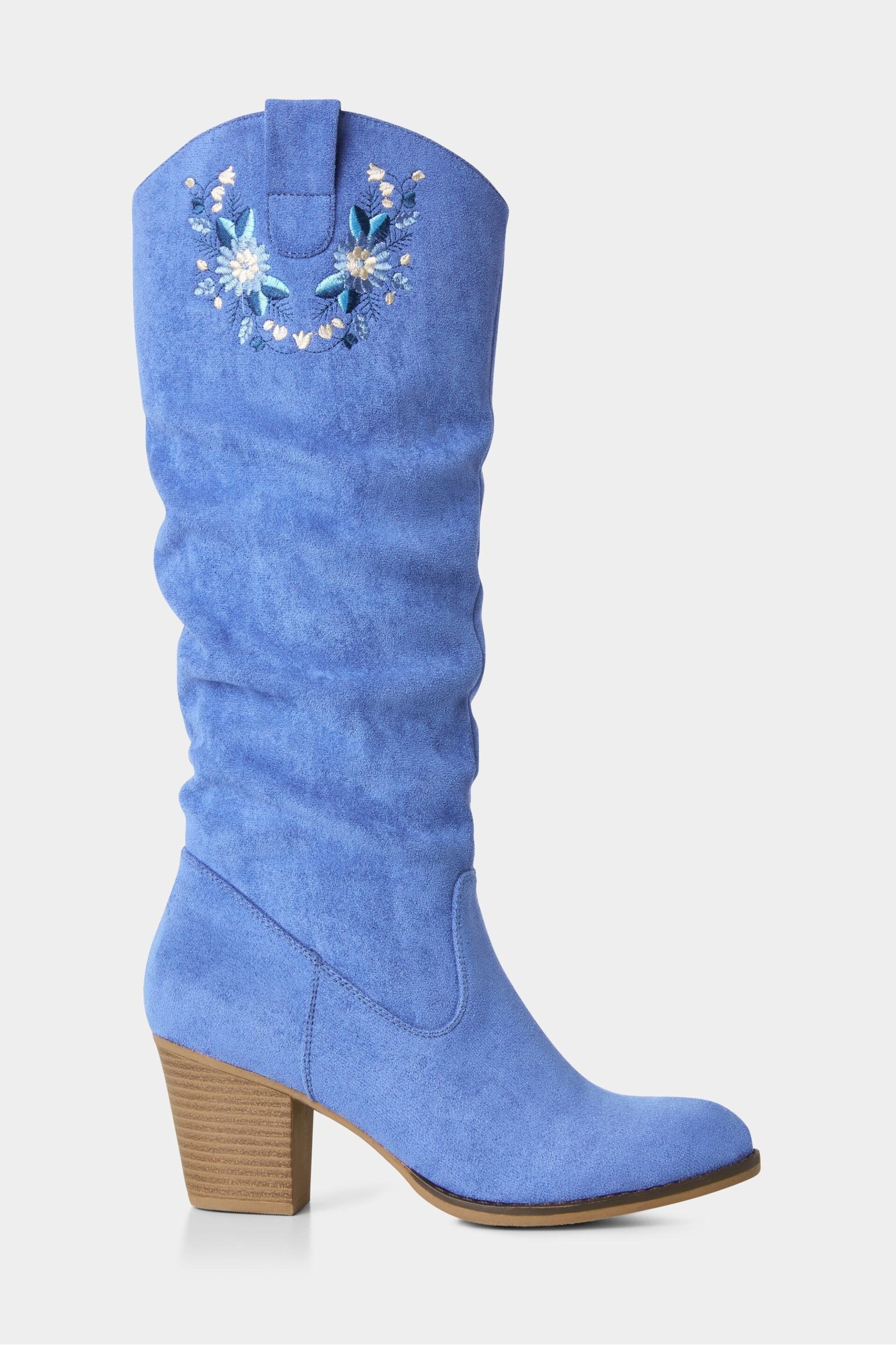 Joe Browns Blue Embroidered Knee High Boots - Image 2 of 5