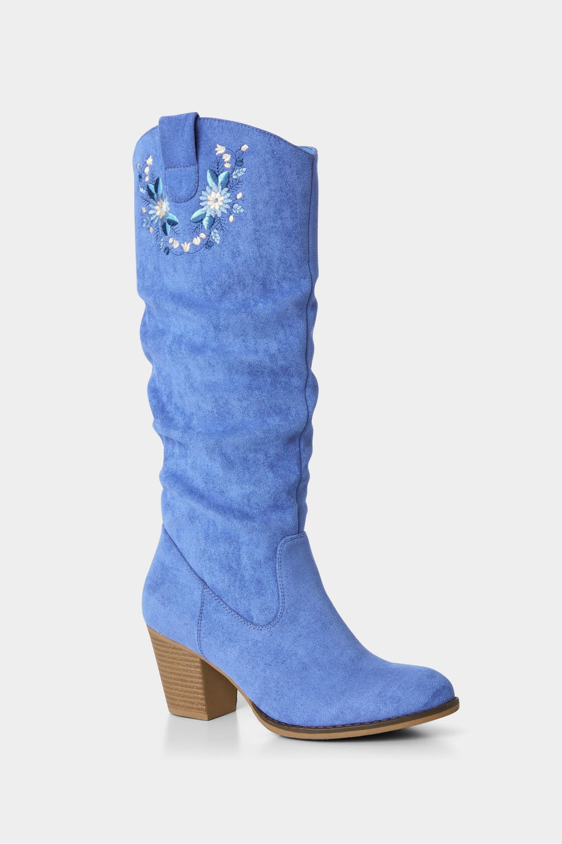 Joe Browns Blue Embroidered Knee High Boots - Image 3 of 5
