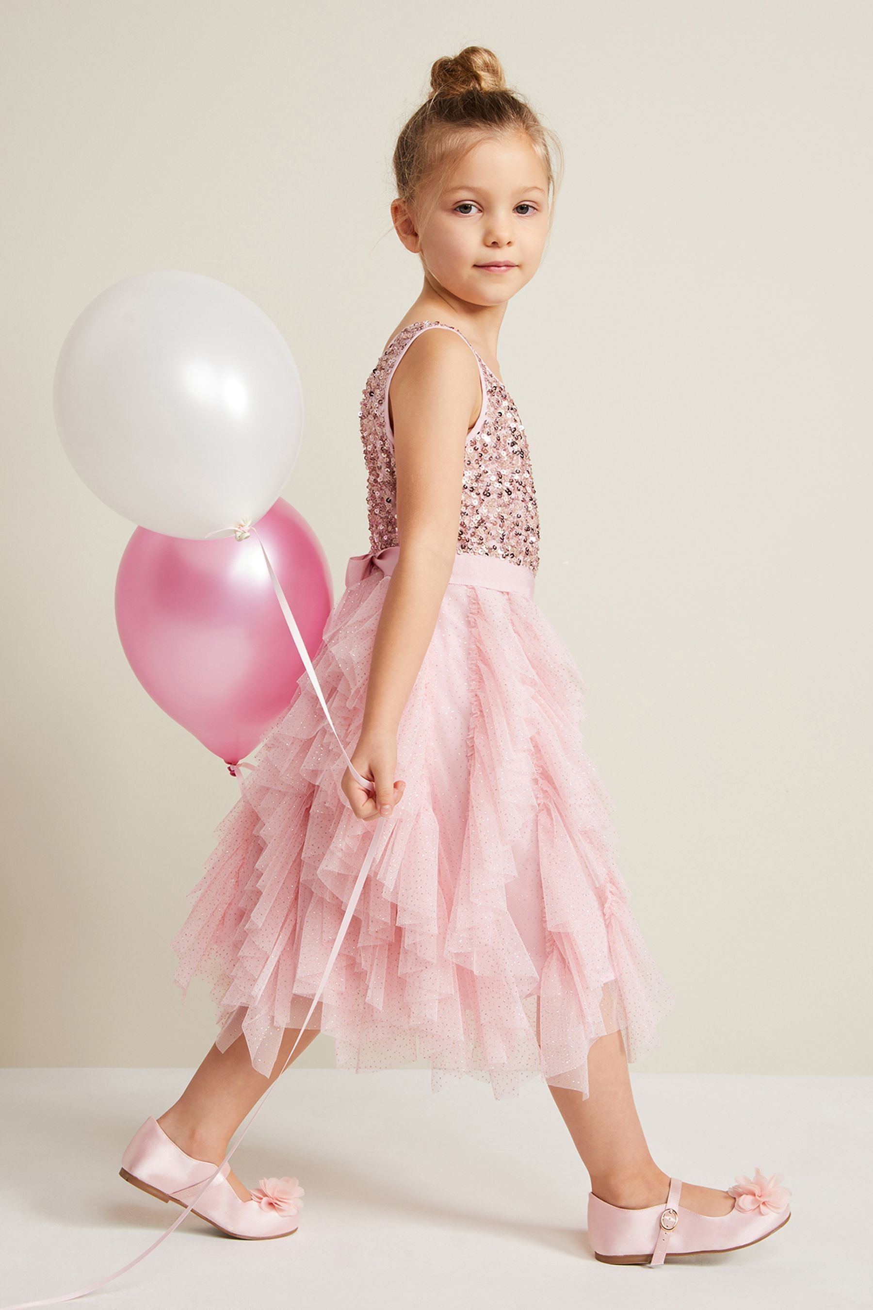 Buy Phase Eight Pink Andrina Sequin Ruffle Dress from the Next UK online shop