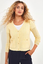 Joe Browns Yellow Lemon Scallop V-Neck Cardigan - Image 1 of 5