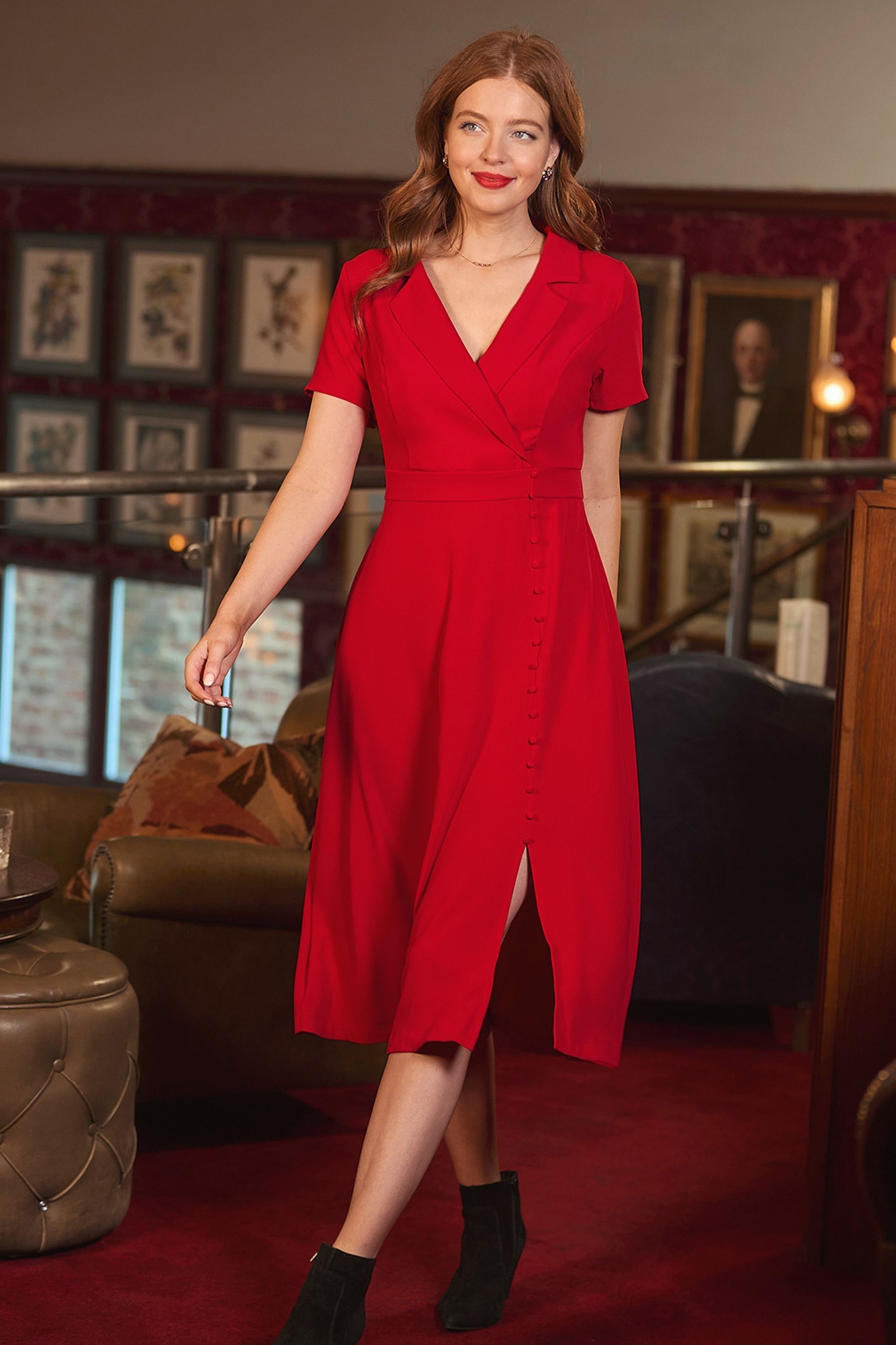 Buy Joe Browns Red Collared Vintage Midi Dress from Next Luxembourg