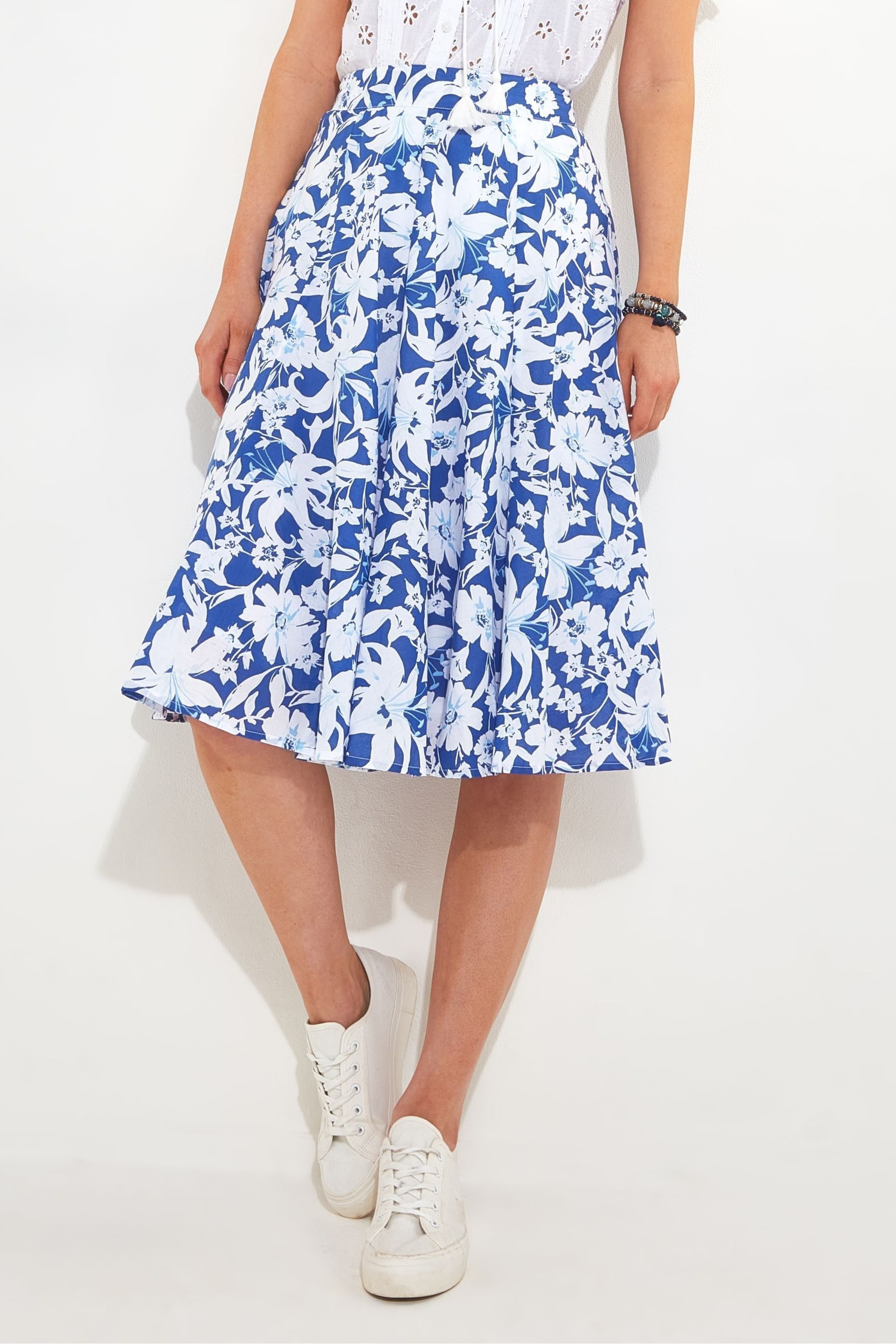 Joe Browns Blue Floaty Floral Skater Skirt - Image 1 of 5