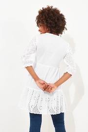 Joe Browns White 100% Cotton Summery Broderie Tiered Smock Dress - Image 2 of 5