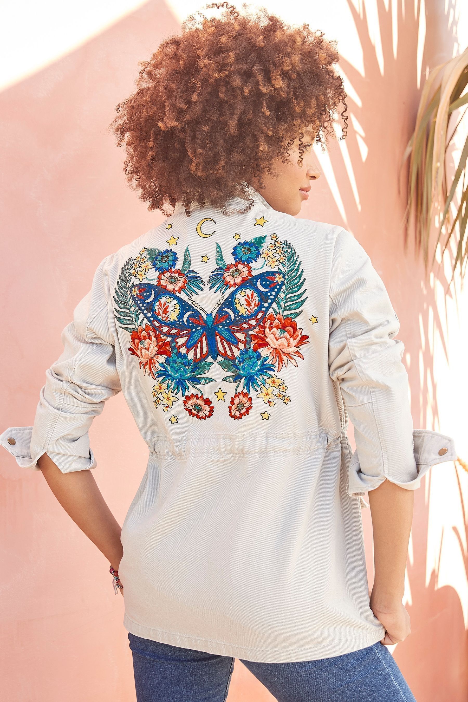 Embroidered utility jacket store