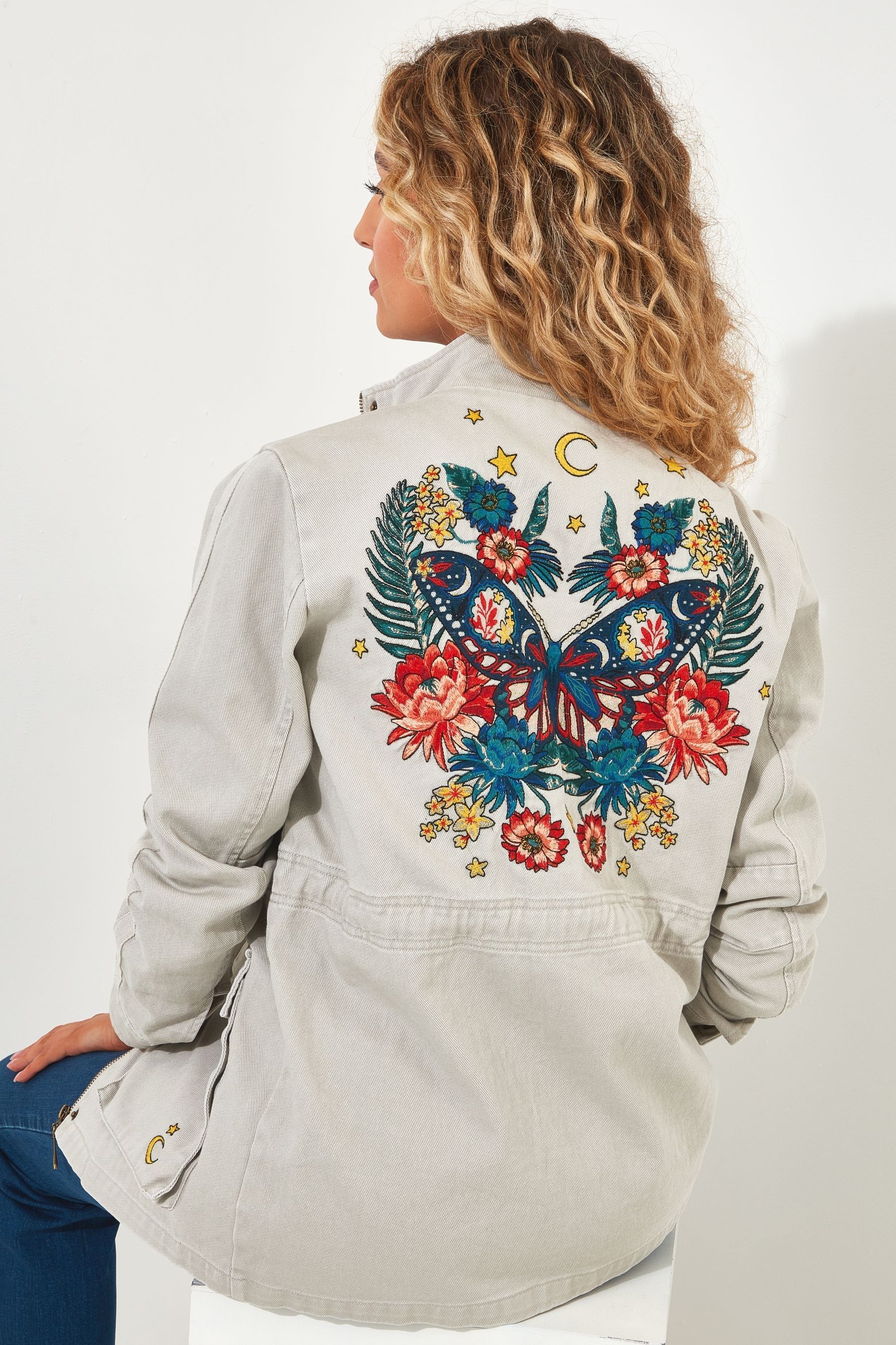 Embroidered utility jacket on sale