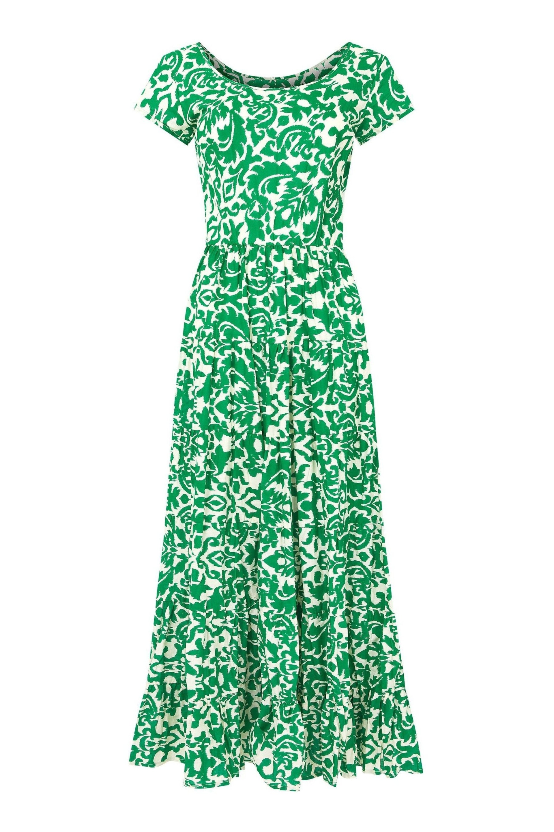 Joe Browns Green Petite Printed Tiered Maxi Dress - Image 4 of 4