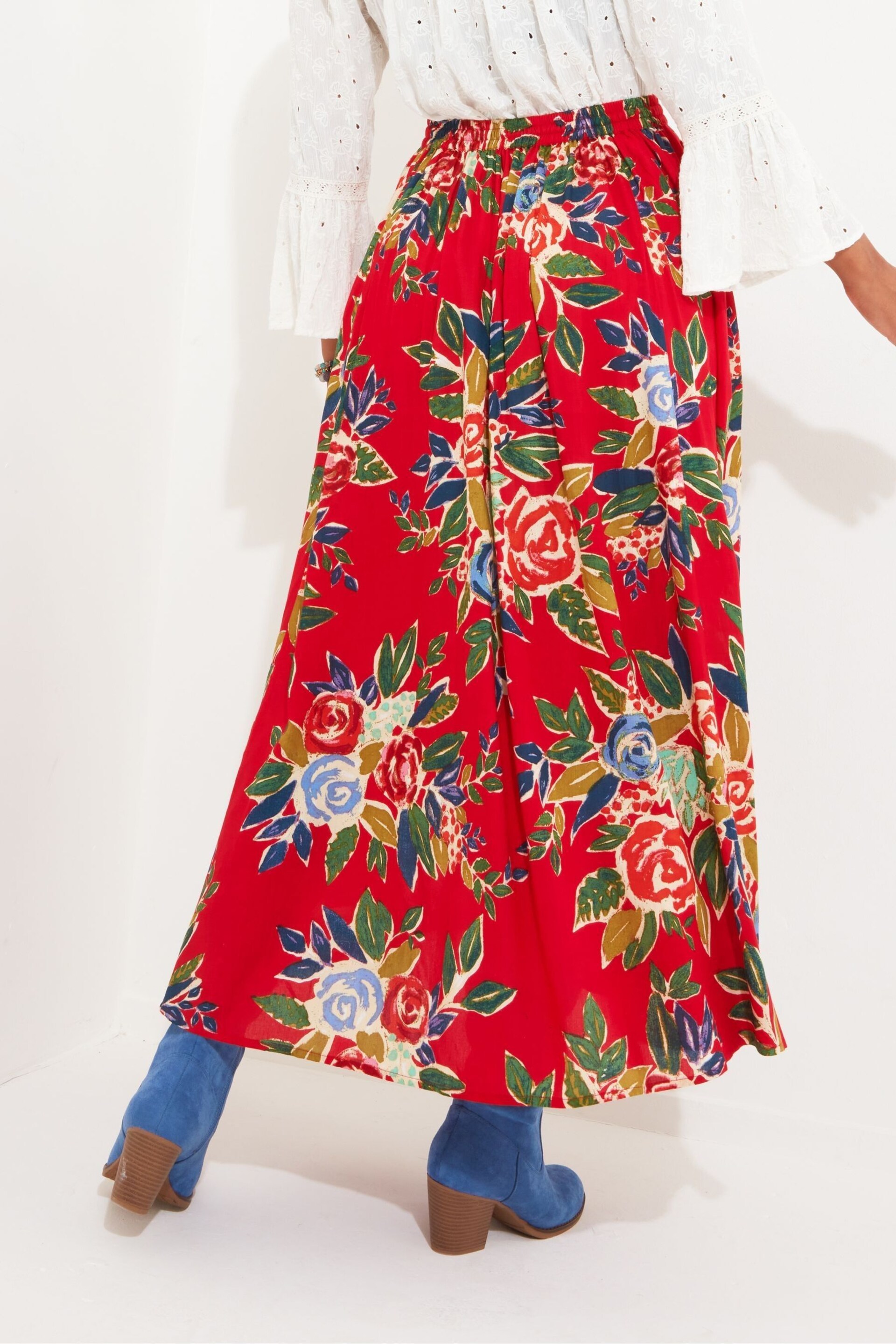 Joe Browns Red Tie Waist Floral Maxi Skirt - Image 2 of 5