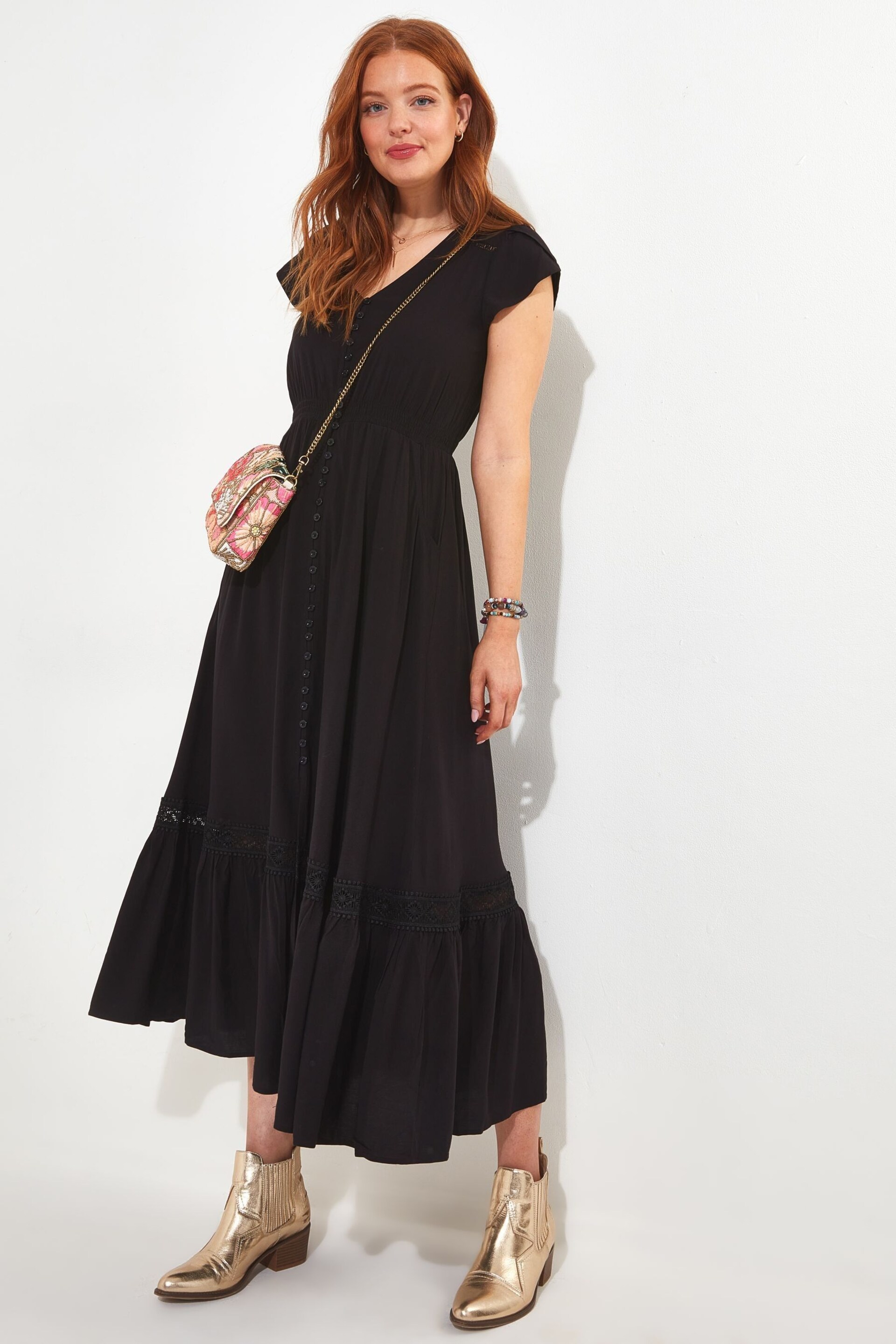 Joe Browns Black Petite Colourblock Boho Maxi Dress - Image 2 of 4