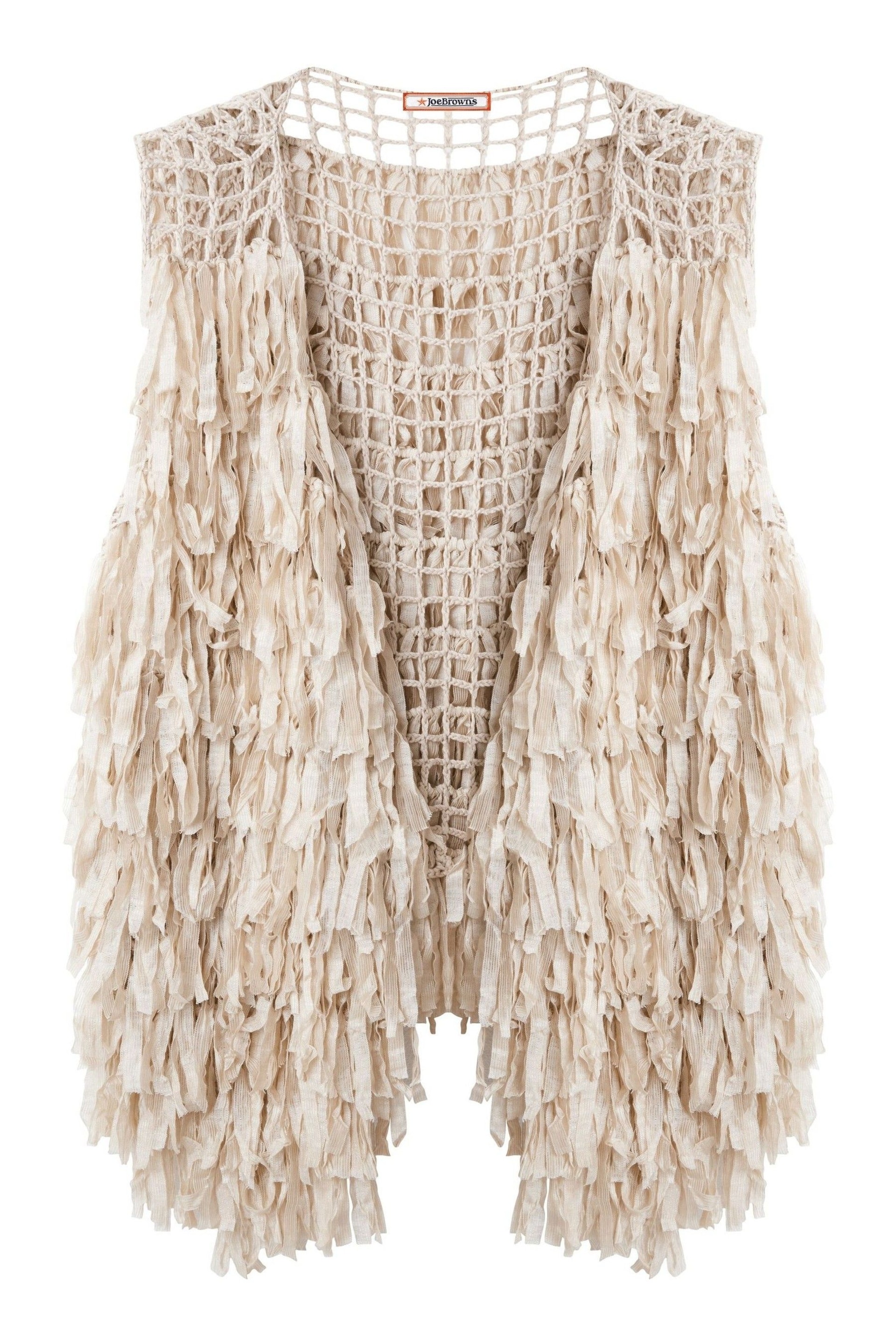 Joe Browns Natural Crochet Tassel Waistcoat - Image 2 of 3