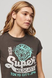Superdry Brown Multi Embellished Poster Cap Sleeve T-Shirt - Image 2 of 6