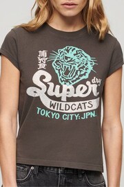 Superdry Brown Multi Embellished Poster Cap Sleeve T-Shirt - Image 4 of 6