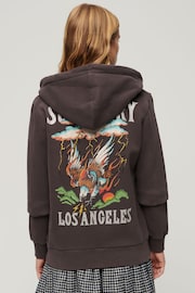 Superdry Brown Tattoo Rhinestone Backprint Zip Hoodie - Image 2 of 7