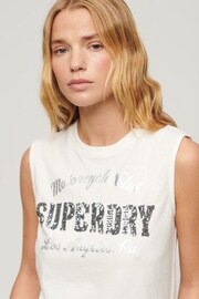 Superdry Cream Embellished Archive Fitted Tank Top - Image 2 of 5