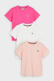 Paul Smith Junior Girls Pink Signature 100% Cotton T-Shirts 3 Pack - Image 1 of 7