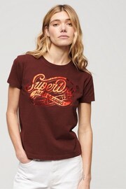 Superdry Brown Foil Workwear Fitted T-Shirt - Image 3 of 5