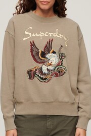 Superdry Grey Suika Embroidered Loose Sweatshirt - Image 4 of 6