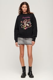 Superdry Black Suika Embroidered Loose Sweatshirt - Image 2 of 4