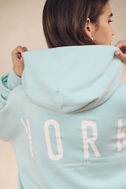Baby Blue Oversized Relaxed Fit Back Graphic Slogan Longline Hoodie - Image 5 of 8