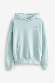 Baby Blue Oversized Relaxed Fit Back Graphic Slogan Longline Hoodie - Image 7 of 8