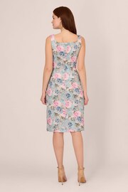 Adrianna Papell Blue Floral Matelasse Dress - Image 2 of 7