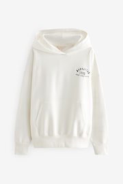 Ecru White Oversized Relaxed Fit New York Back Graphic Slogan Longline Hoodie - Image 5 of 6
