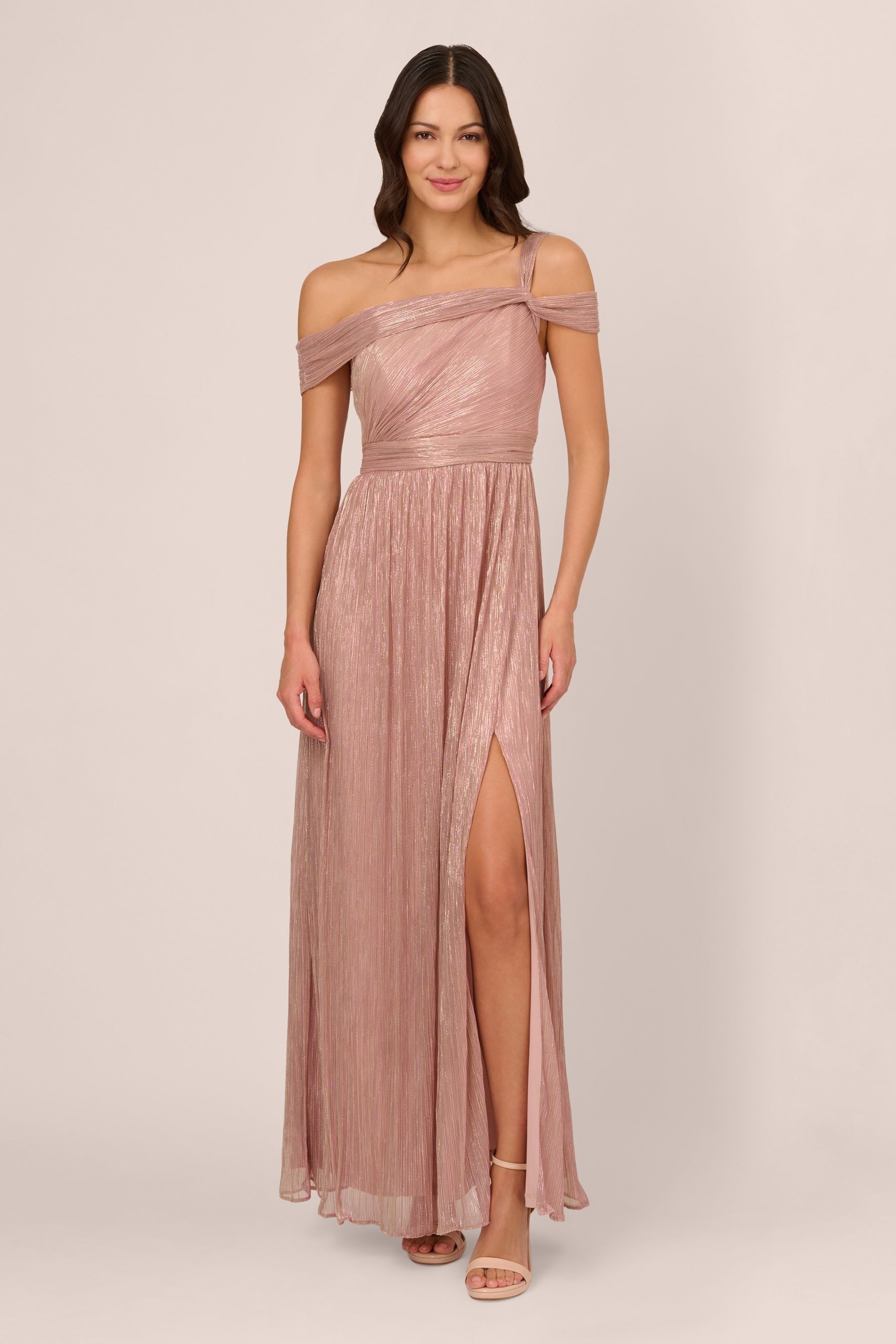 Buy Adrianna Papell Pink Crinkle Metallic Gown from Next Luxembourg