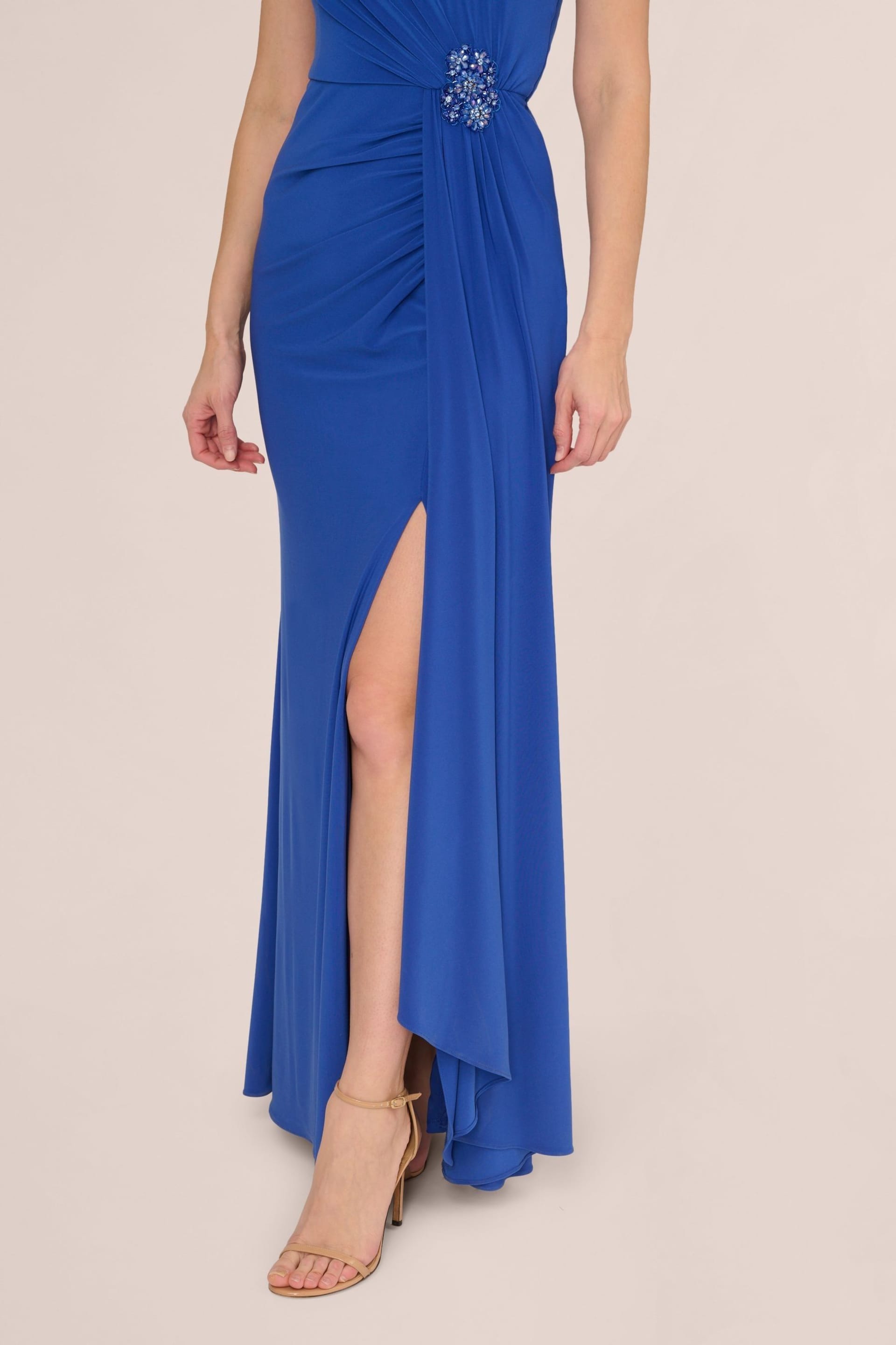 Adrianna Papell Blue Jersey Evening Gown - Image 5 of 7