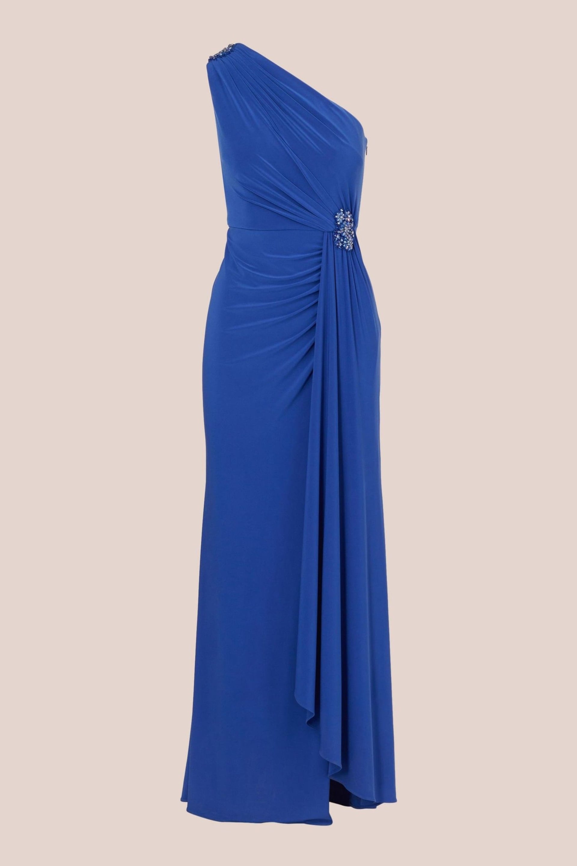 Adrianna Papell Blue Jersey Evening Gown - Image 6 of 7