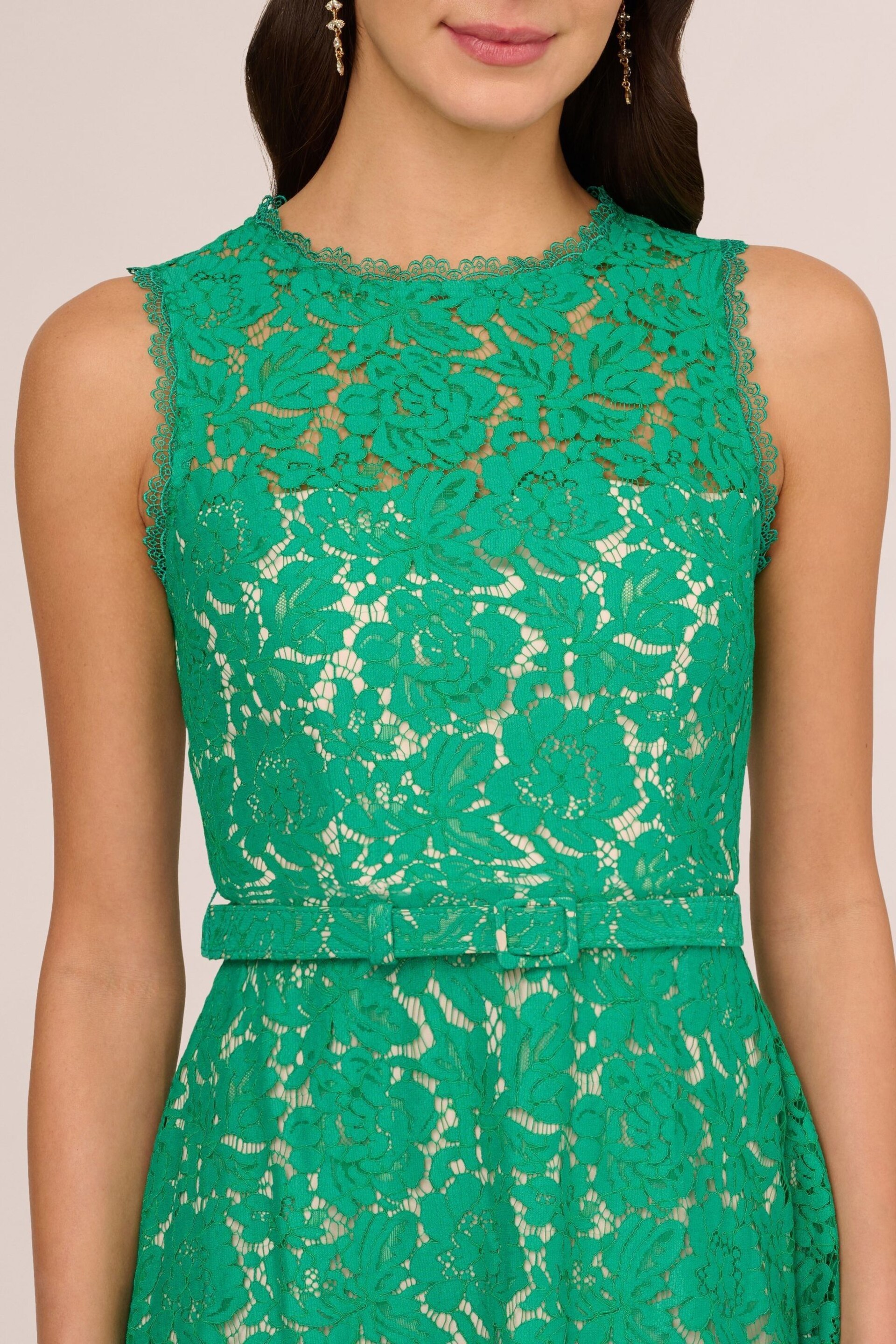 Adrianna Papell Green Lace Midi Dress - Image 6 of 7