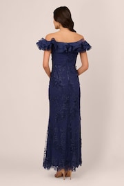 Adrianna Papell Blue Floral Ruffle Gown - Image 2 of 7