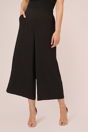 Adrianna Papell Textured Wide Leg Pull On Black Trousers Slit Pockets - Image 1 of 6