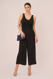 Adrianna Papell Textured Wide Leg Pull On Black Trousers Slit Pockets - Image 3 of 6