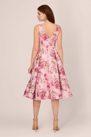 Adrianna Papell Pink Jacquard Flared Dress - Image 2 of 7