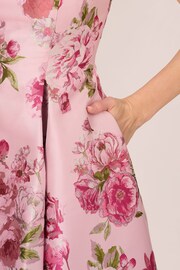 Adrianna Papell Pink Jacquard Flared Dress - Image 5 of 7