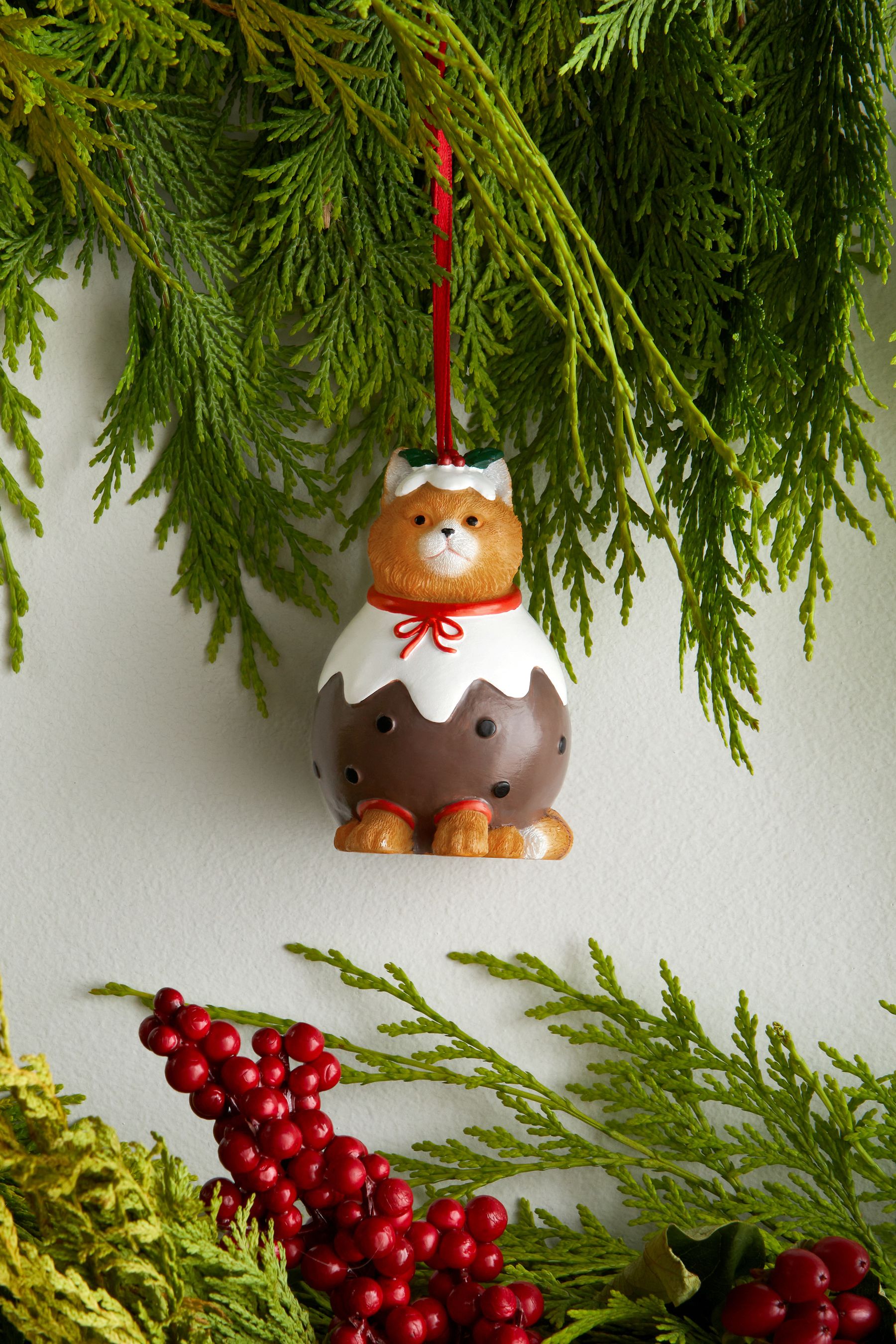 Buy Natural Cat Christmas Pudding Christmas Bauble from the Next UK online shop