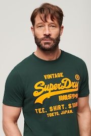 Superdry Enamel Green Neon Vintage Logo T-Shirt - Image 3 of 4