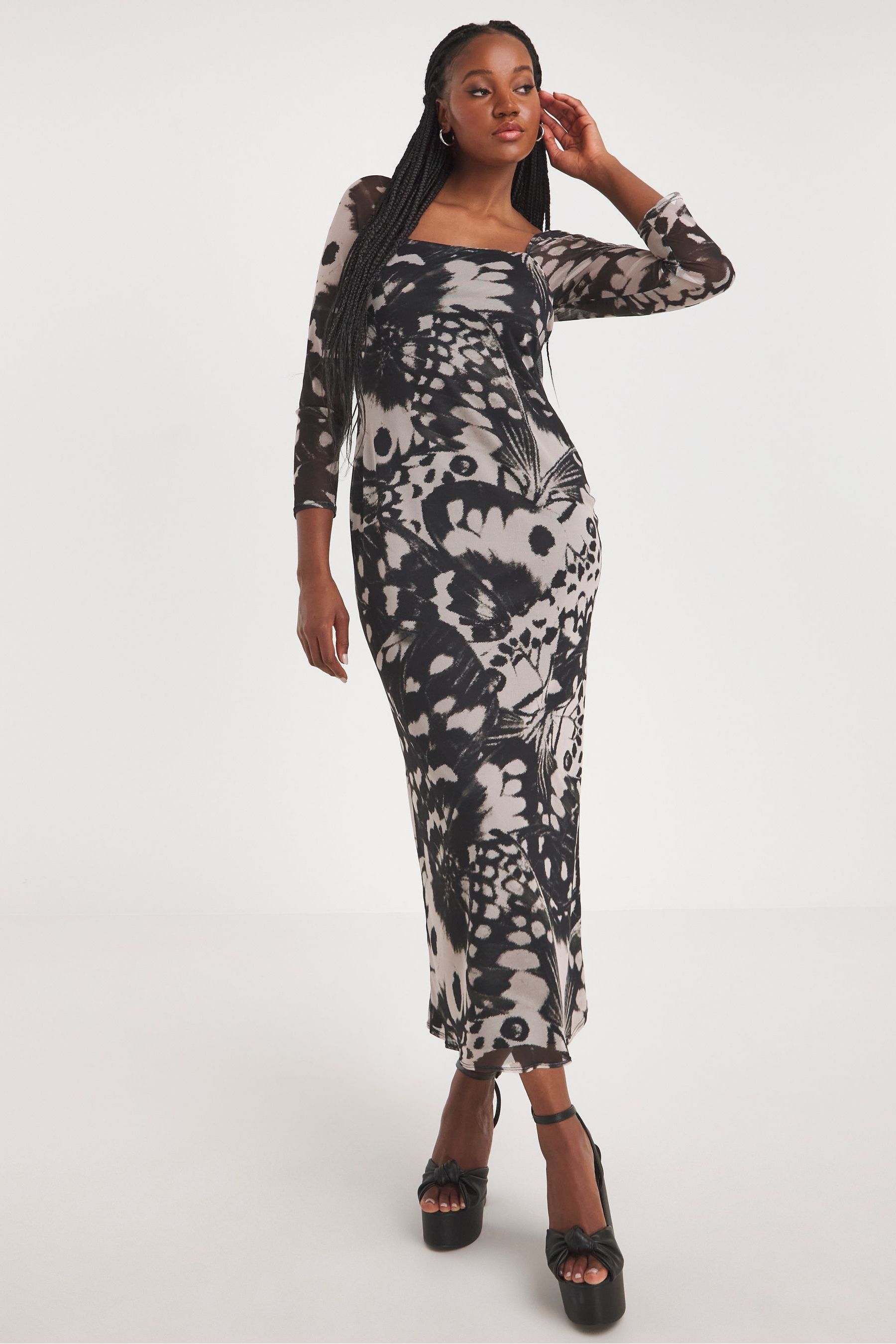Mesh midaxi dress online