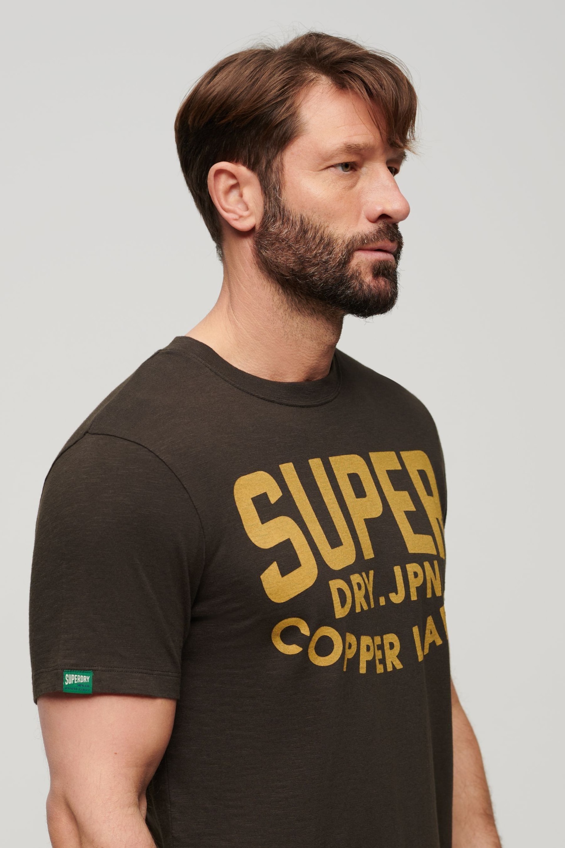 Superdry Brown Copper Label Workwear T-Shirt - Image 3 of 4