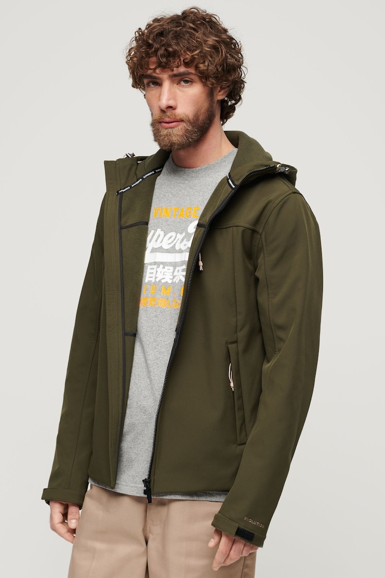 Superdry Green Hooded Soft Shell Trekker Jacket - Image 1 of 6