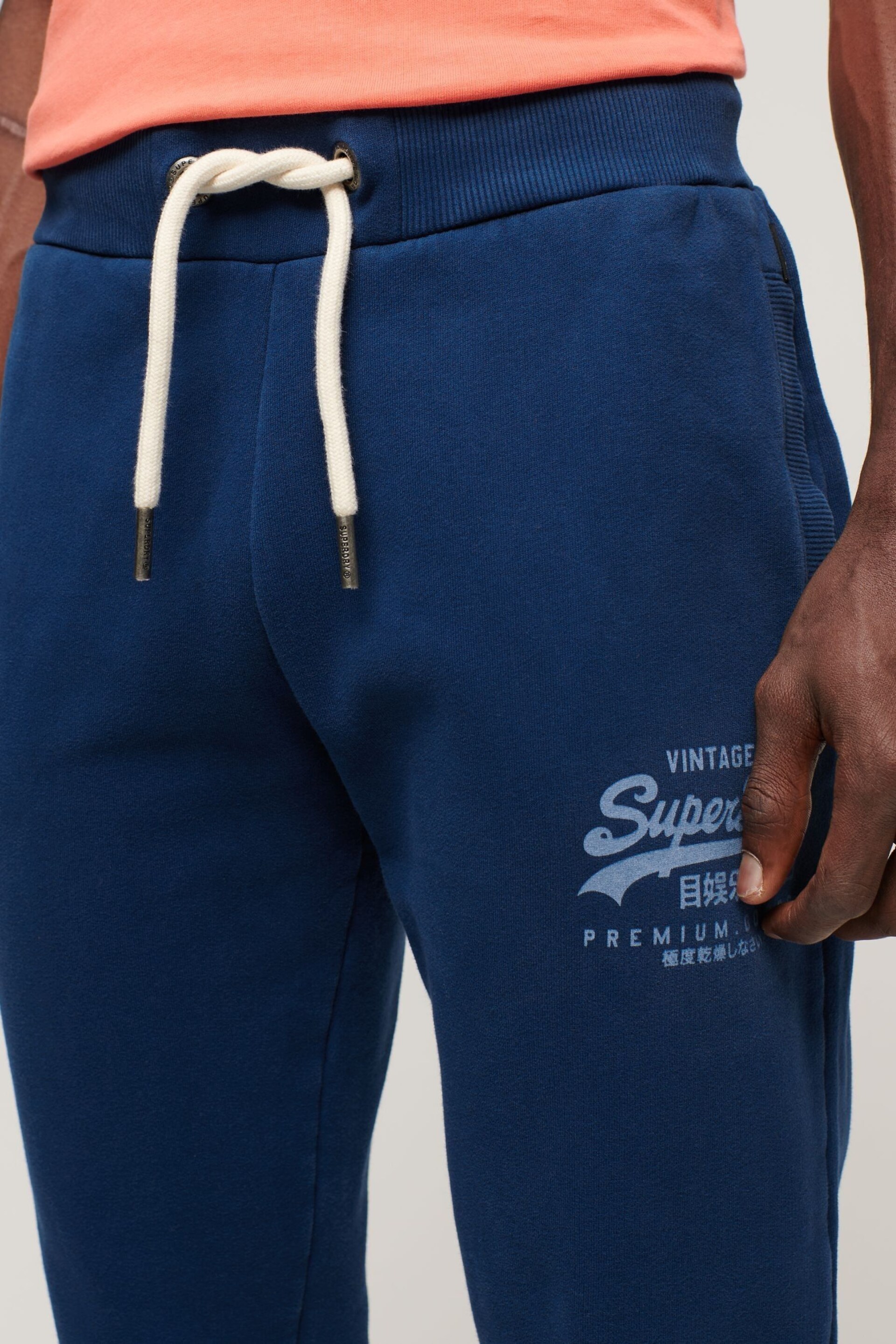 Superdry Blue Classic Vintage Logo Heritage Joggers - Image 4 of 4