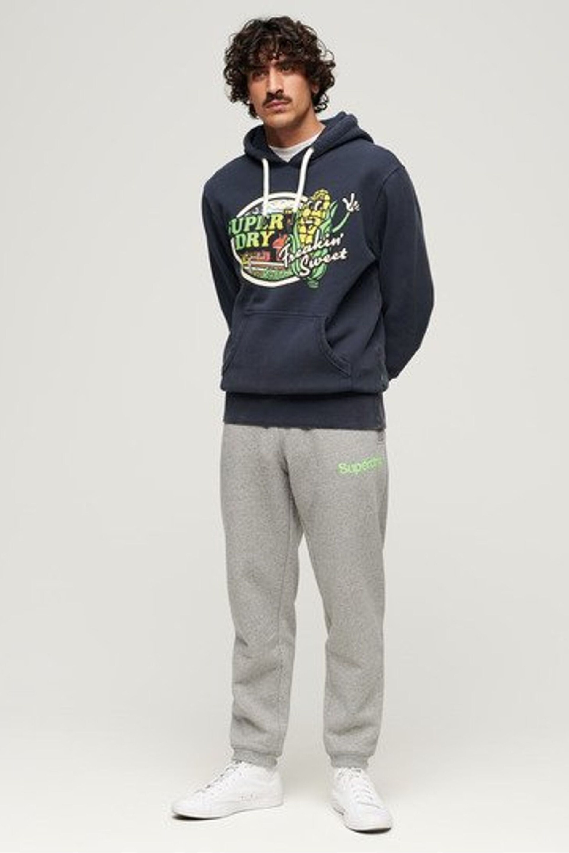 Superdry Grey Core Logo Classic Wash Joggers - Image 3 of 5