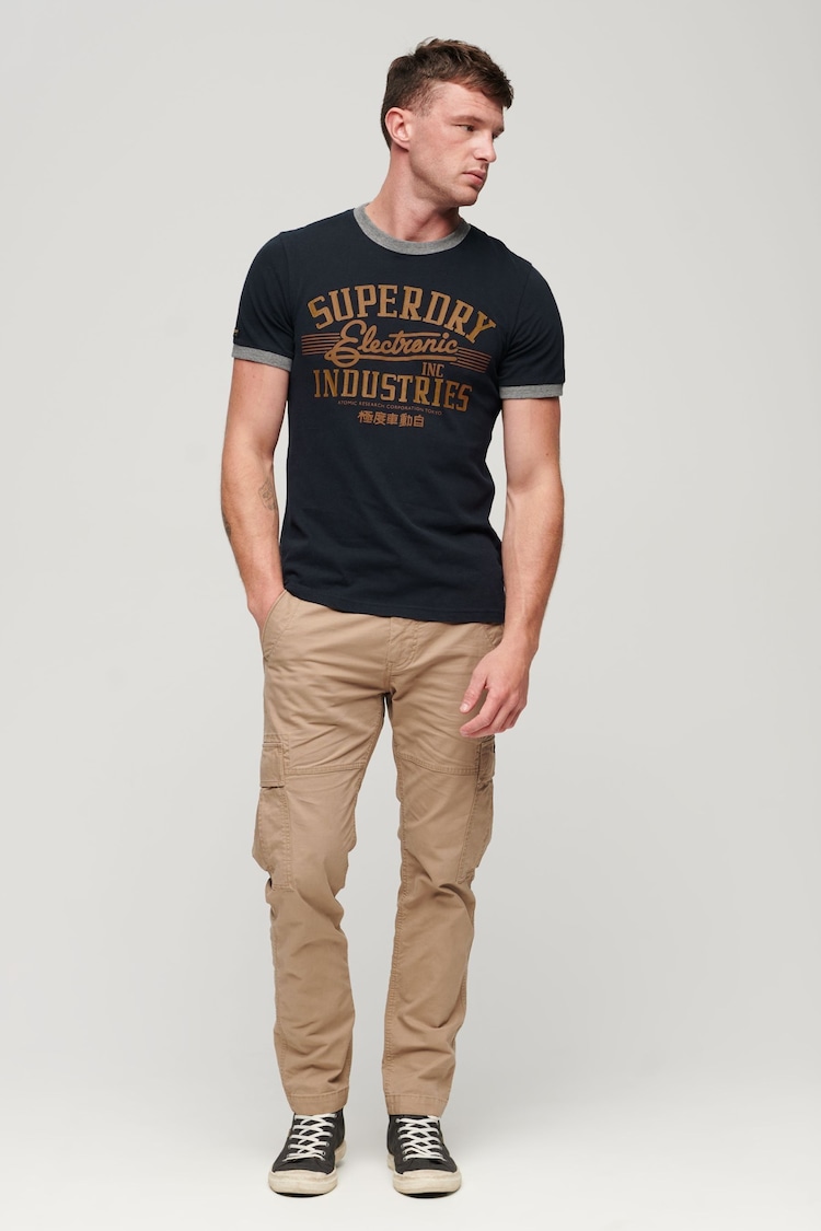 Superdry Blue 100% Cotton Ringer Workwear Graphic T-Shirt - Image 2 of 6