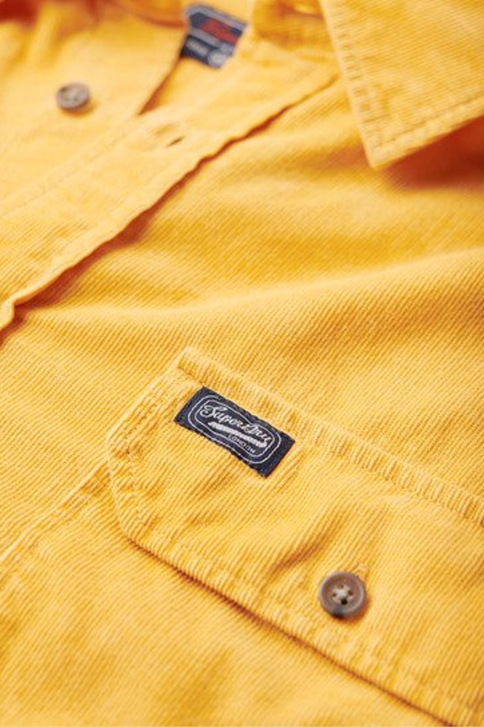 Superdry Yellow Micro Cord Long Sleeve Shirt - Image 5 of 6