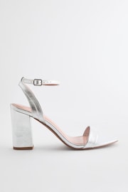 Silver Extra Wide Fit Forever Comfort® Block Heel Sandals - Image 1 of 5