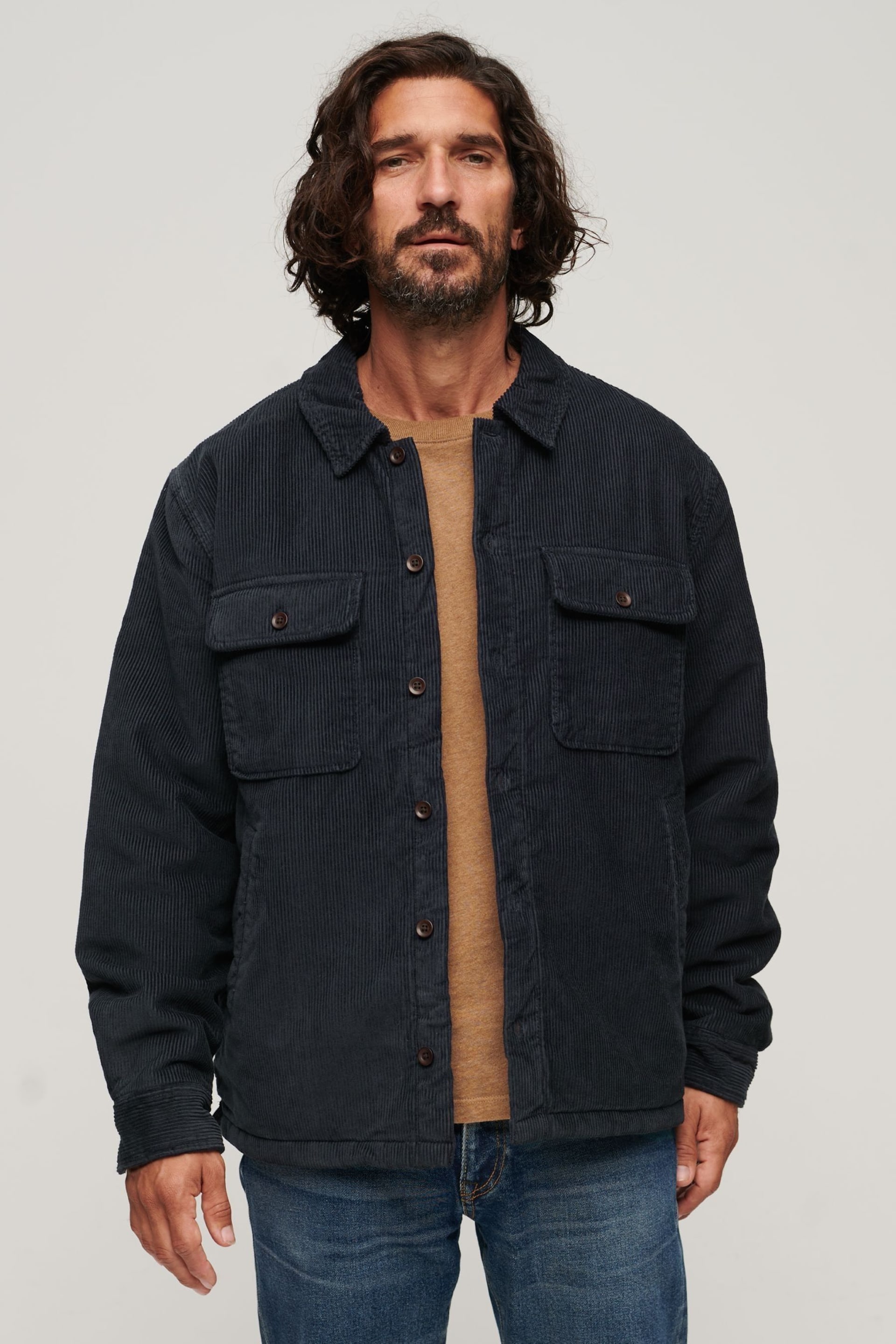 Superdry Blue Surplus Corduroy Overshirt - Image 1 of 4