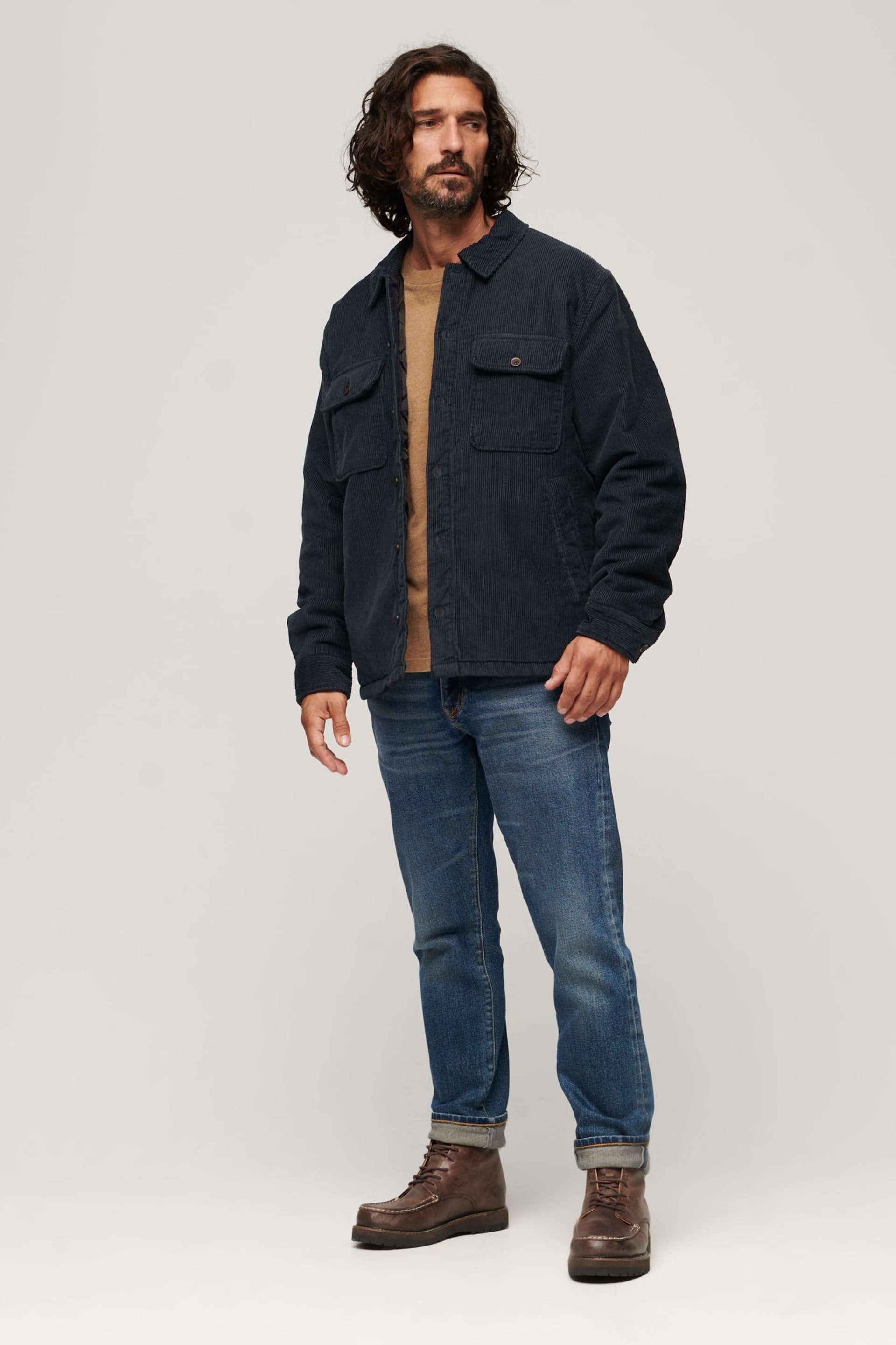 Superdry Blue Surplus Corduroy Overshirt - Image 3 of 4