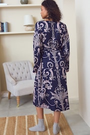 Laura Ashley Navy/Pink Dressing Gown - Image 3 of 7