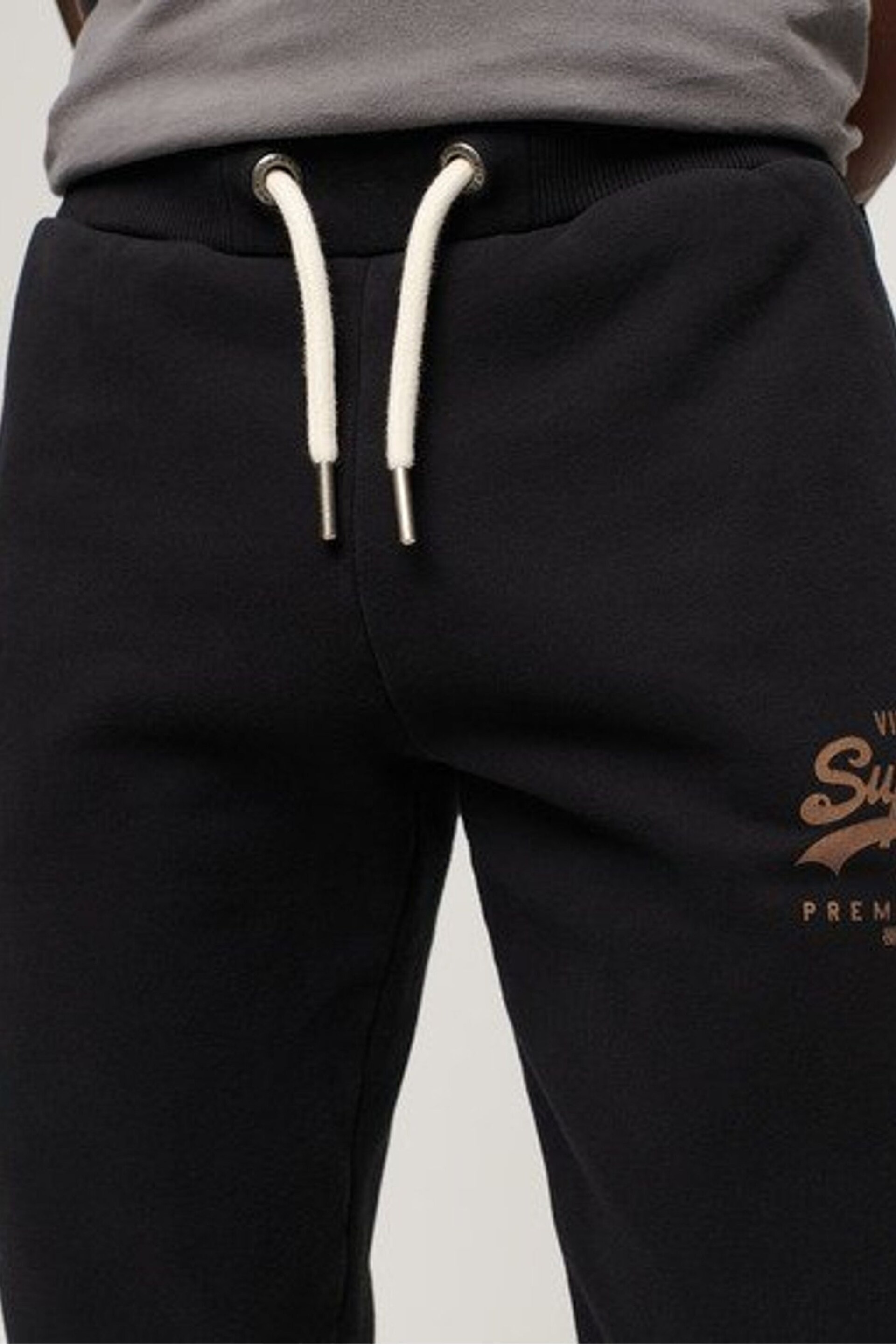 Superdry Black Classic Vintage Logo Heritage Joggers - Image 4 of 6