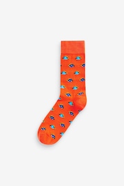 Blue/Orange Fun Pattern Socks 5 Pack - Image 5 of 7