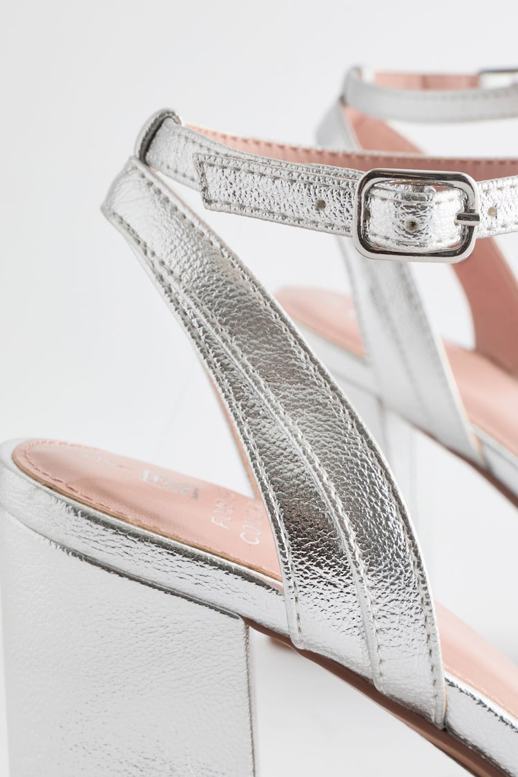 Silver Regular/Wide Fit Forever Comfort® Block Heel Sandals - Image 8 of 9